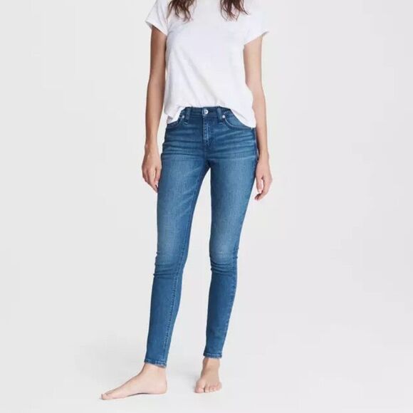 Rag & Bone Cate Mid-Rise Skinny Topaz Blue Jeans Size 27 - Picture 1 of 9